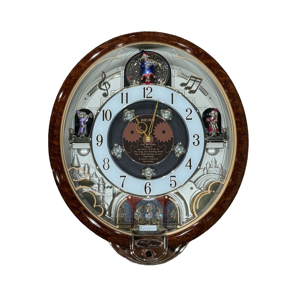 Seiko Melodies In Motion Musical Clock Hi-Fi Beatles Songs Swarovski Crystals